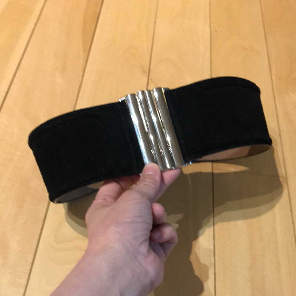Suede black wide belt